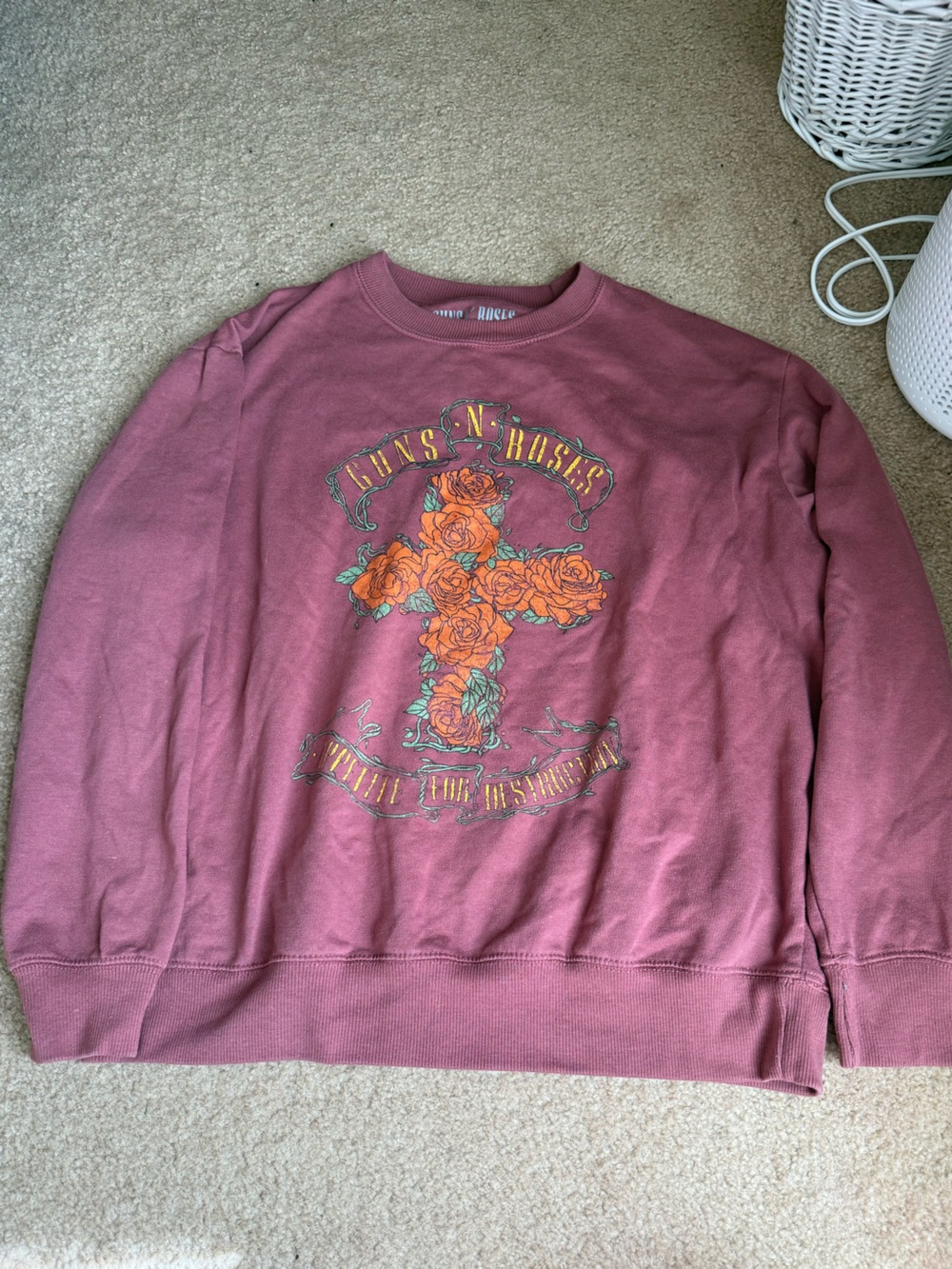 Marshalls Mauve Pullover Sweatshirt with Orange Rose Cross Graphic